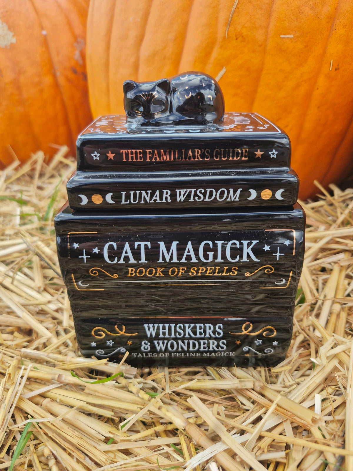 Black Cat Book Stack Wax Melt Warmer (with Cat)